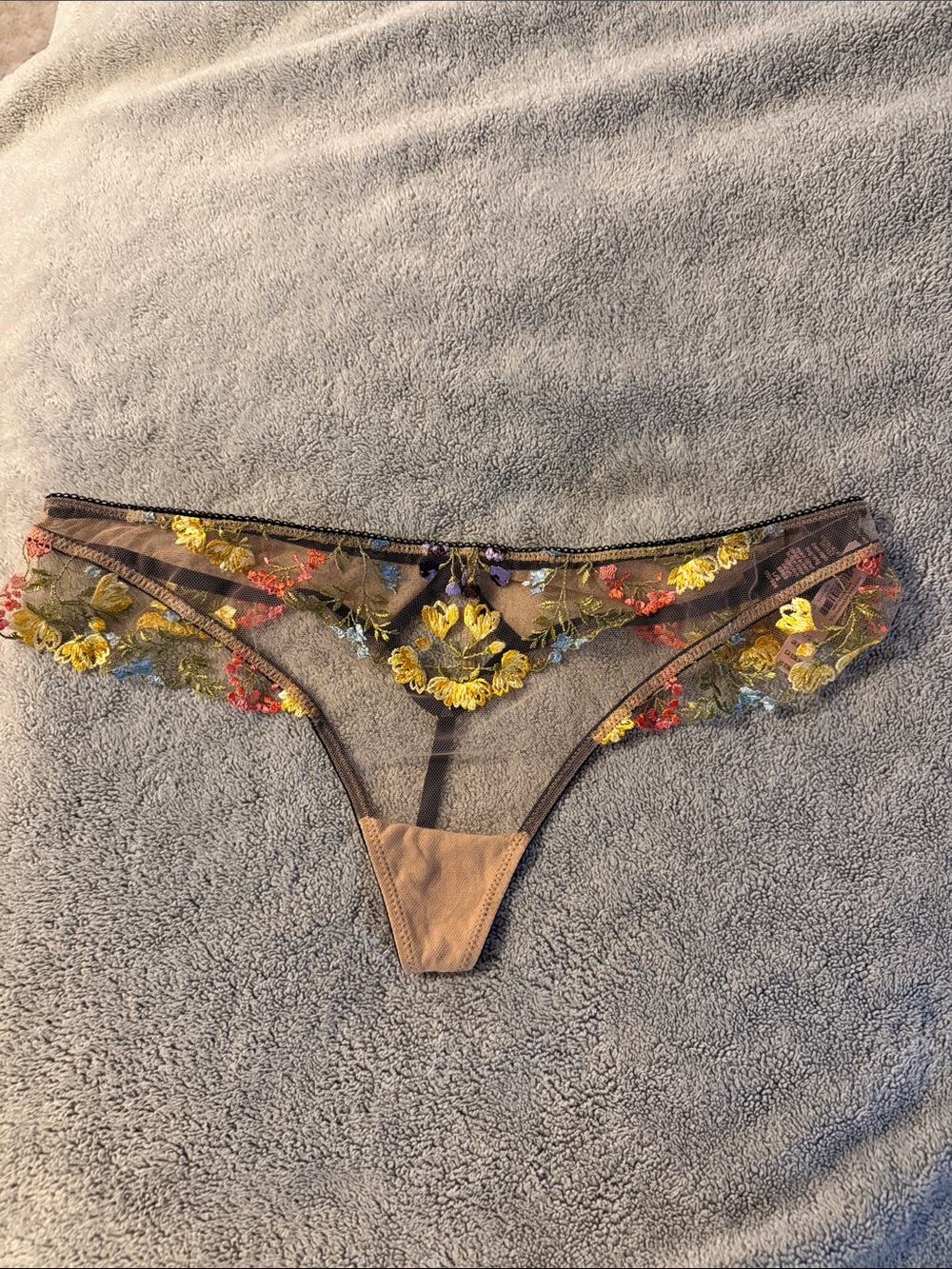 Victoria's Secret Brown Sheer Floral Embroidered Bikini